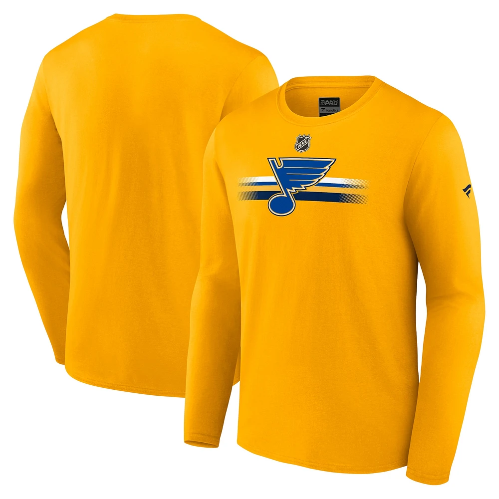 T-shirt à manches longues authentique Pro Primary Gold St. Louis Blues de marque Fanatics pour hommes