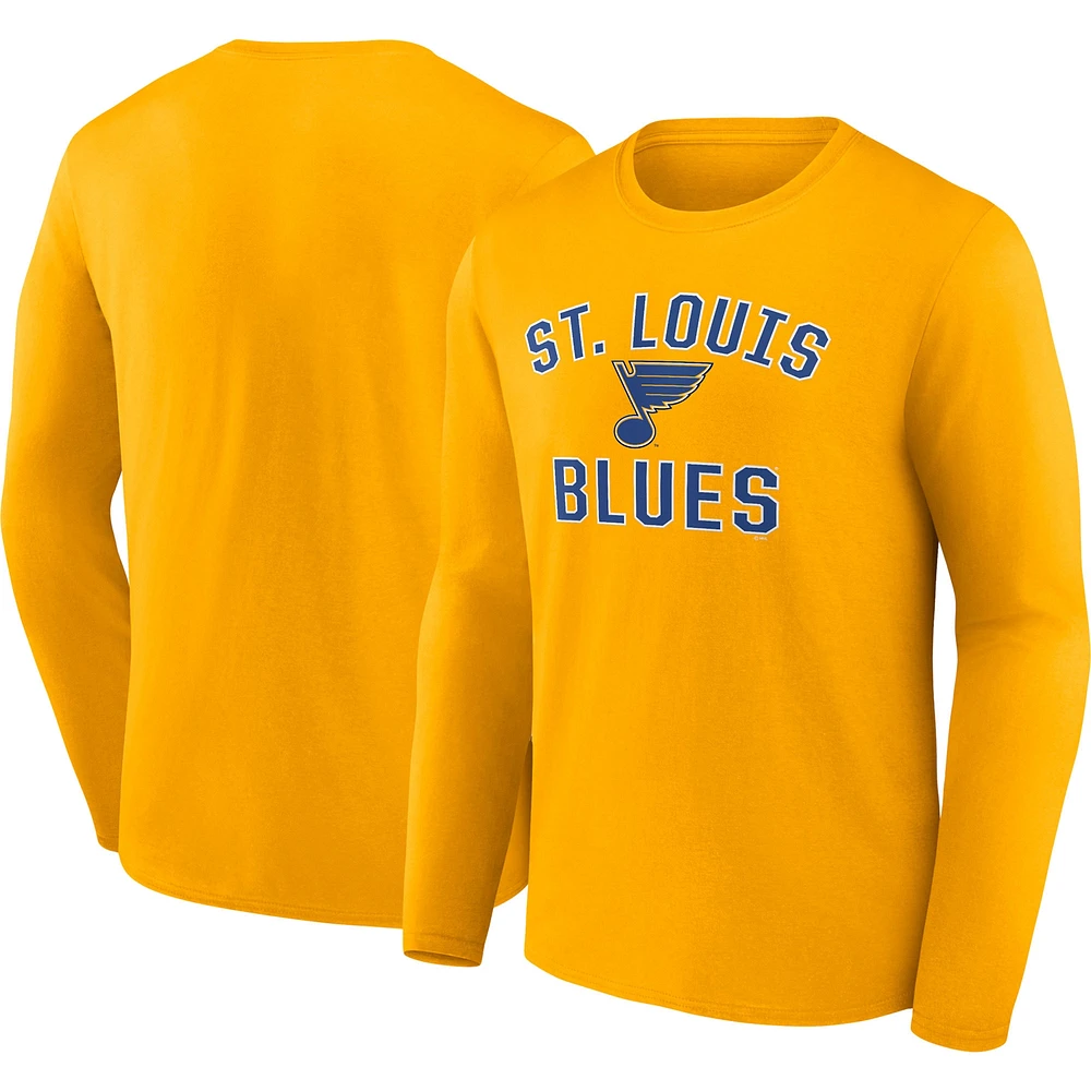 Men's Fanatics Gold St. Louis Blues Team Victory Arch Long Sleeve T-Shirt