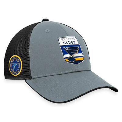 Men's Fanatics  Gray/Black St. Louis Blues Authentic Pro Home Ice Trucker Adjustable Hat