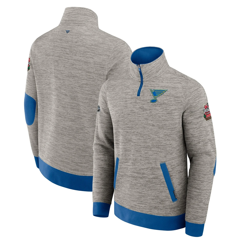 Sweat-shirt à glissière quart de tour Authentic Pro pour homme Fanatics Grey St. Louis Blues 2025 NHL Winter Classic