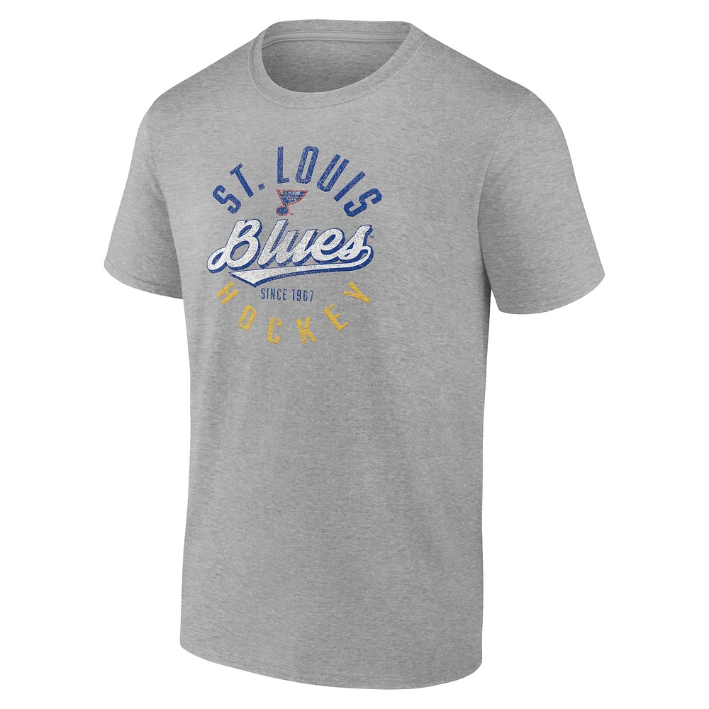T-shirt gris fanatiques pour hommes avec emblème des Blues de St. Louis