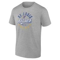 T-shirt gris fanatiques pour hommes avec emblème des Blues de St. Louis