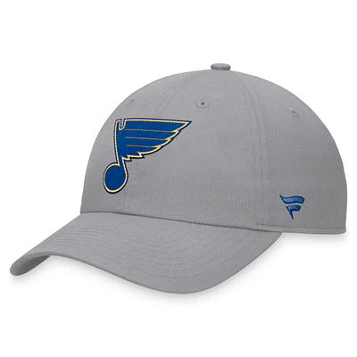 Casquette réglable Fanatics gris St. Louis Blues Extra Time pour hommes