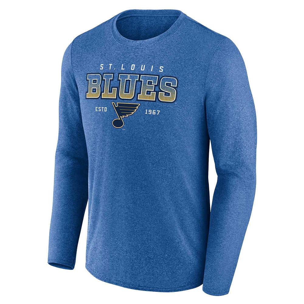 T-shirt à manches longues Fanatics Heather Blue St. Louis Blues pour hommes