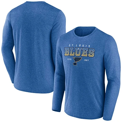 T-shirt à manches longues Fanatics Heather Blue St. Louis Blues pour hommes