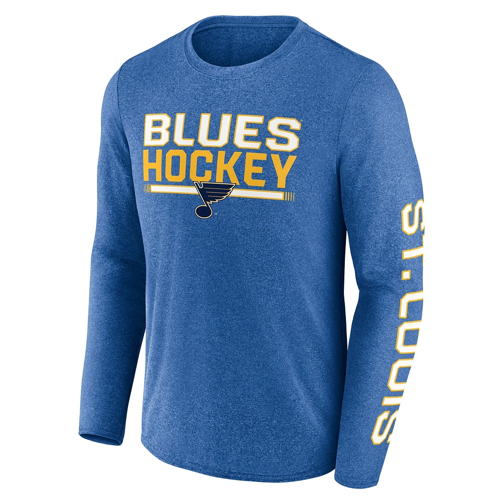 Men's Fanatics Heather Blue St. Louis Blues Sweep Iconic Synthetic Long Sleeve T-Shirt
