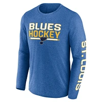 Men's Fanatics Heather Blue St. Louis Blues Sweep Iconic Synthetic Long Sleeve T-Shirt