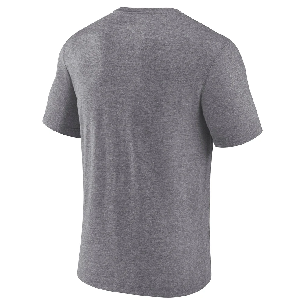 Men's Fanatics Heather Charcoal St. Louis Blues 2025 Stanley Cup Playoffs Crossbar Tri-Blend T-Shirt