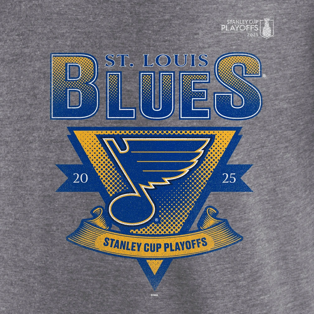 Men's Fanatics Heather Charcoal St. Louis Blues 2025 Stanley Cup Playoffs Crossbar Tri-Blend T-Shirt