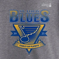 Men's Fanatics Heather Charcoal St. Louis Blues 2025 Stanley Cup Playoffs Crossbar Tri-Blend T-Shirt