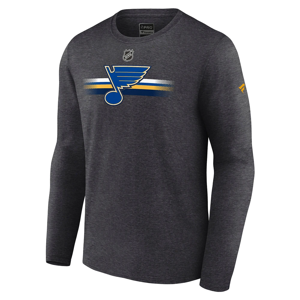 Men's Fanatics  Heather Charcoal St. Louis Blues Authentic Pro Secondary Long Sleeve T-Shirt