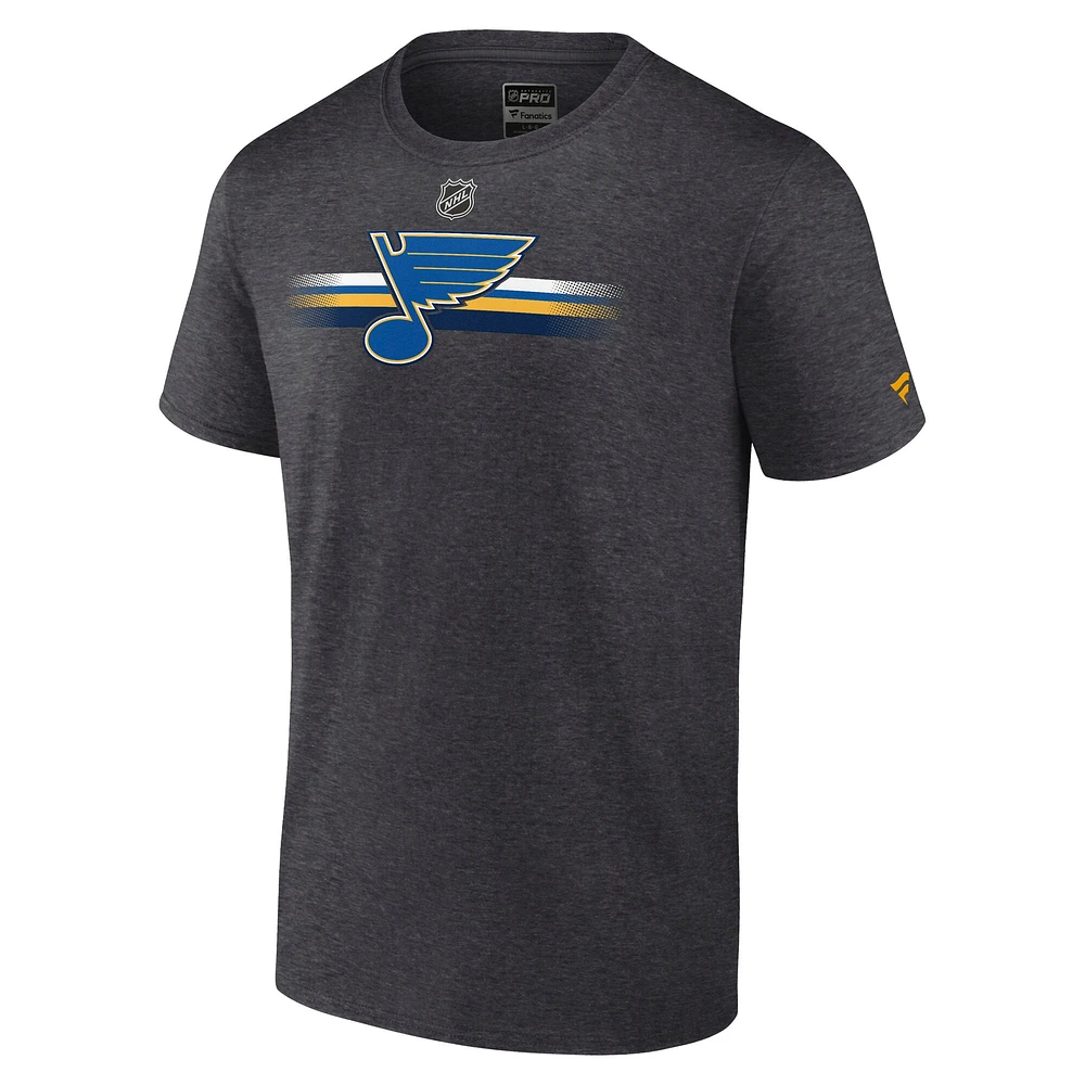 Men's Fanatics Heather Charcoal St. Louis Blues Authentic Pro Secondary T-Shirt