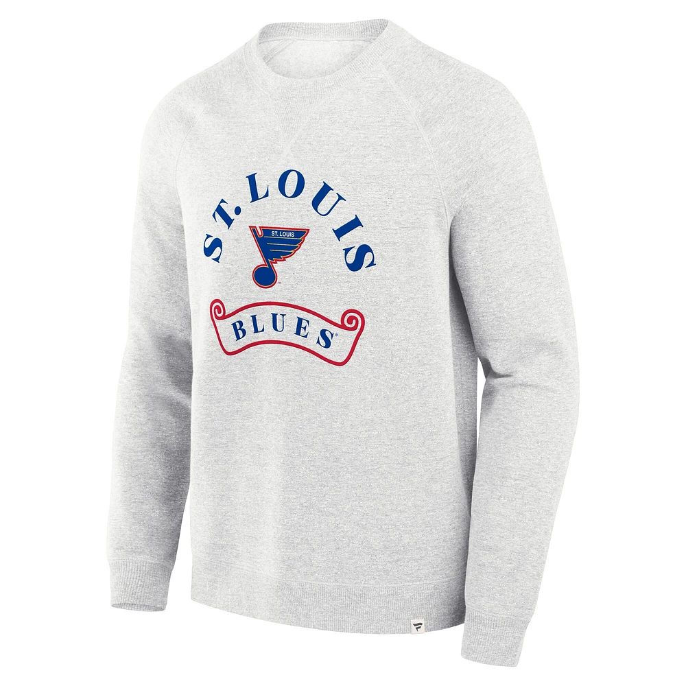 Men's Fanatics Heather Gray St. Louis Blues Banner Fleece Raglan Pullover Sweatshirt