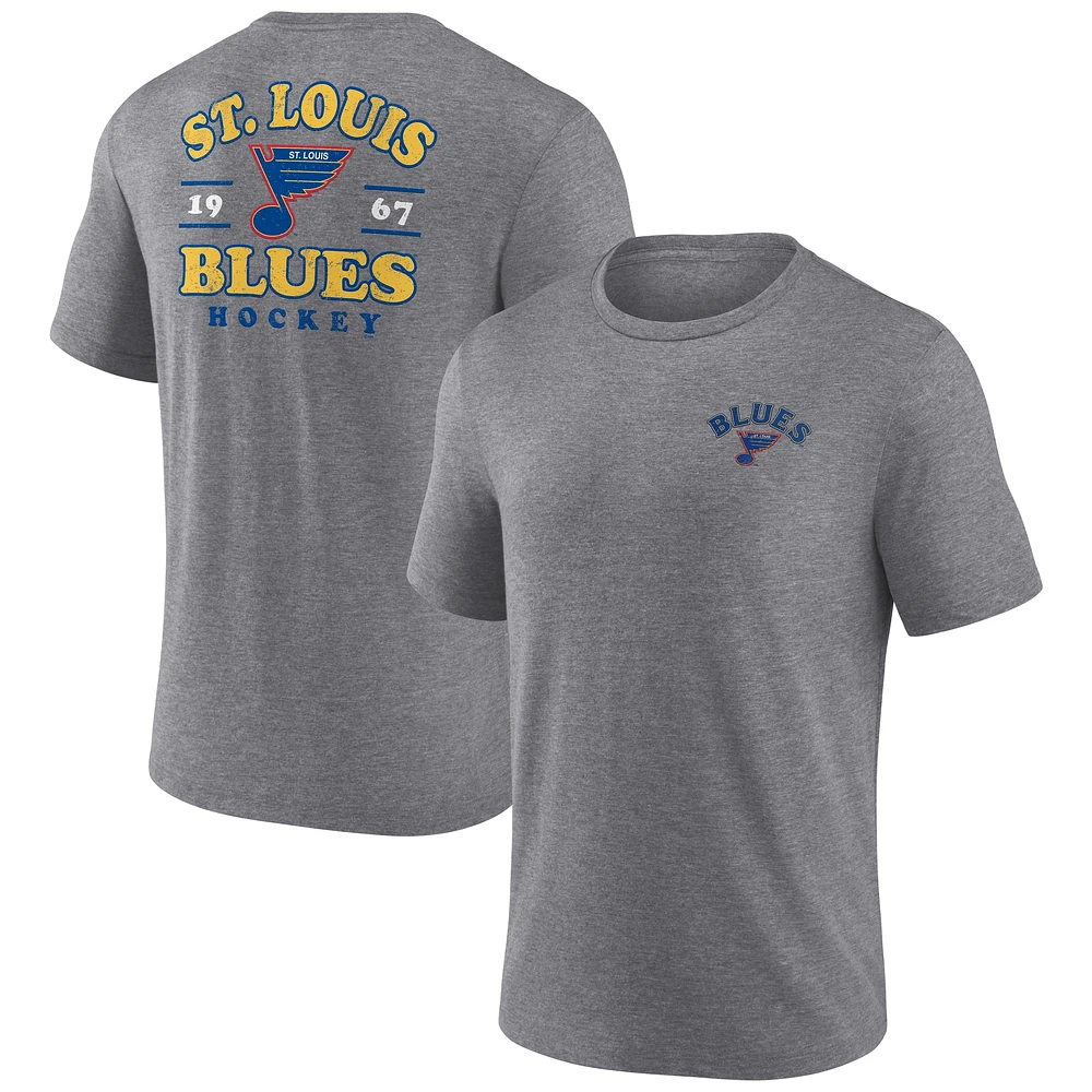 T-shirt tri-blend fanatiques gris chiné pour homme des Blues de St. Louis