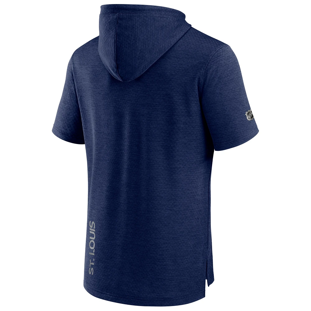 Men's Fanatics  Heather Navy St. Louis Blues Authentic Pro Pullover Hoodie