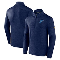 Haut pull à quart de zip Authentic Pro Fanatics Heather Navy St. Louis Blues pour hommes