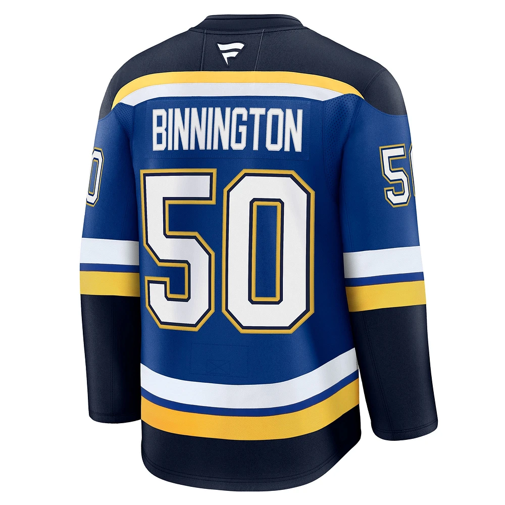 Maillot Jordan Binnington bleu de qualité supérieure pour homme des St. Louis Blues à domicile Fanatics