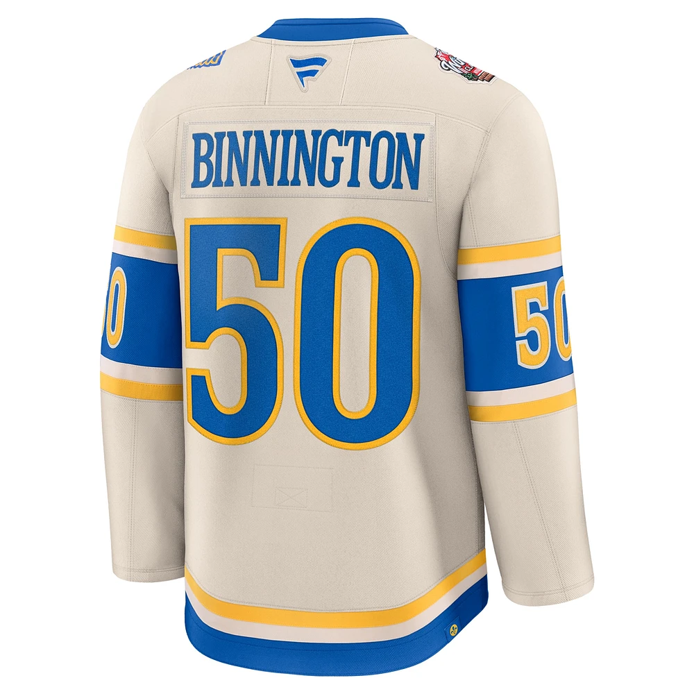 Maillot de joueur qualité supérieure Jordan Binnington Cream St. Louis Blues 2025 NHL Winter Classic pour homme