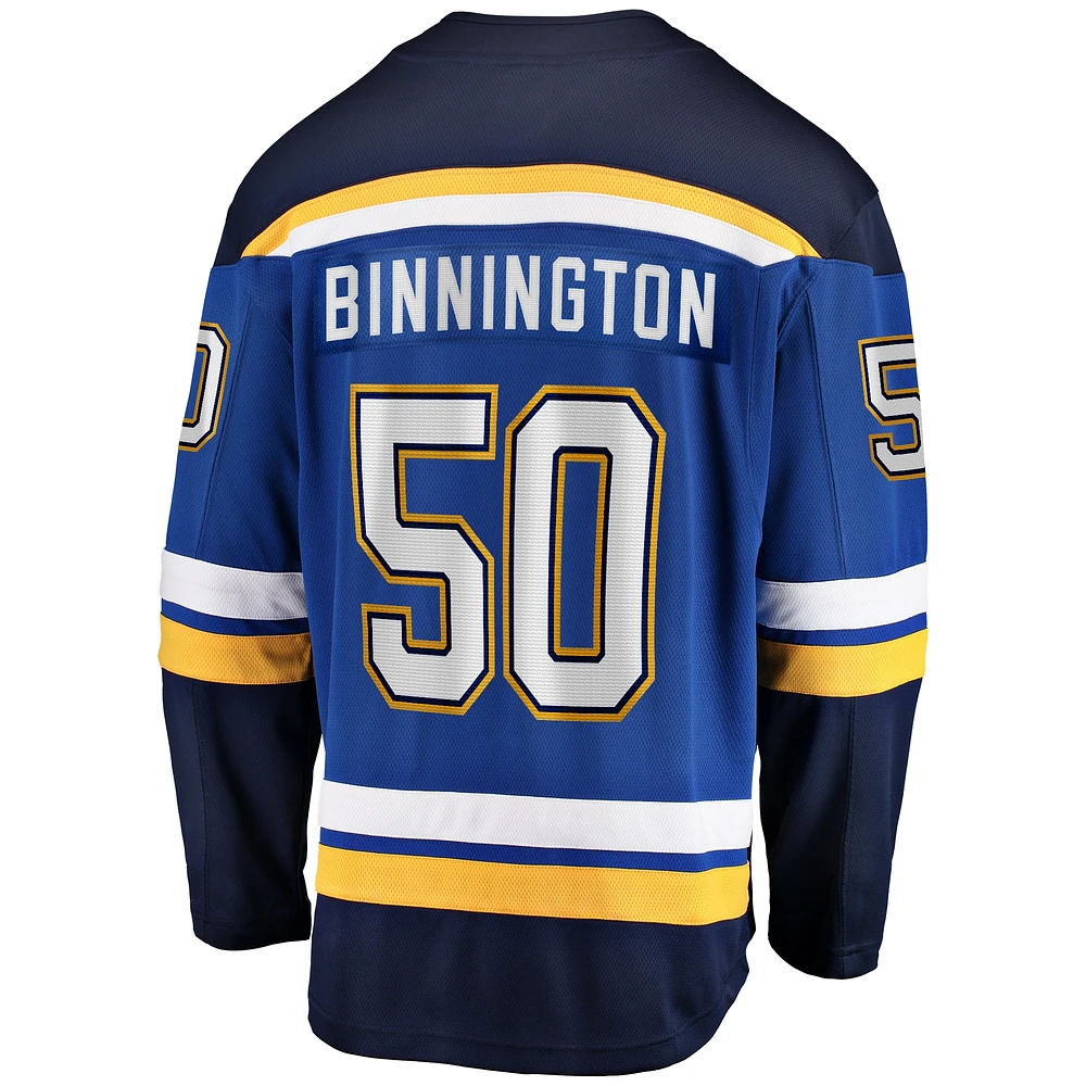 Jordan Binnington Royal St. Louis Blues Home de marque fanatiques pour hommes - Maillot joueur échappé