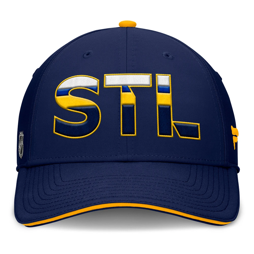 Men's Fanatics Navy/Gold St. Louis Blues Authentic Pro Rink Team Code Flex Hat