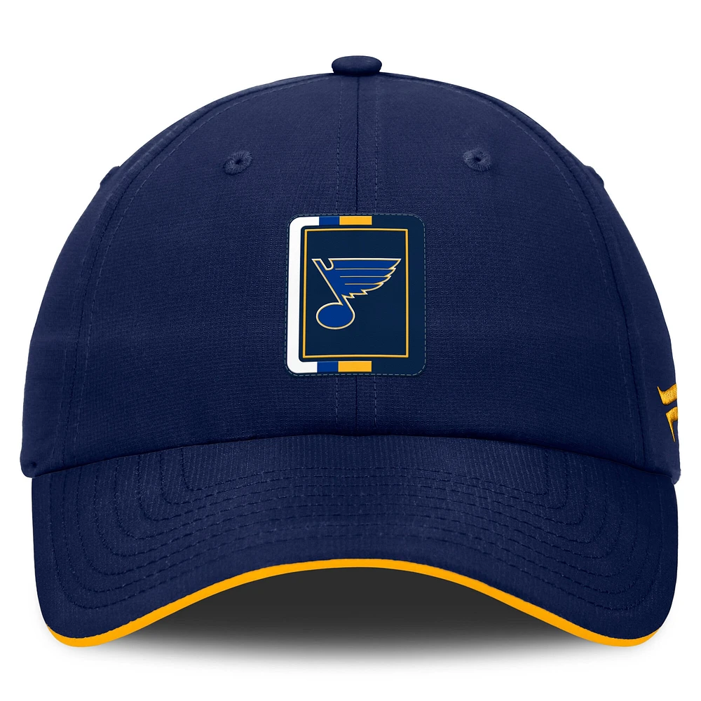 Casquette ajustable Fanatics bleu marine/doré St. Louis Blues Authentic Pro Ripstop pour homme