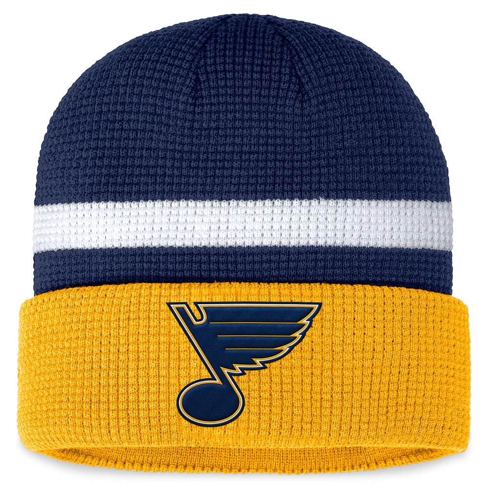 Bonnet en tricot à revers fondamental St. Louis Blues Fanatics bleu marine/or pour hommes