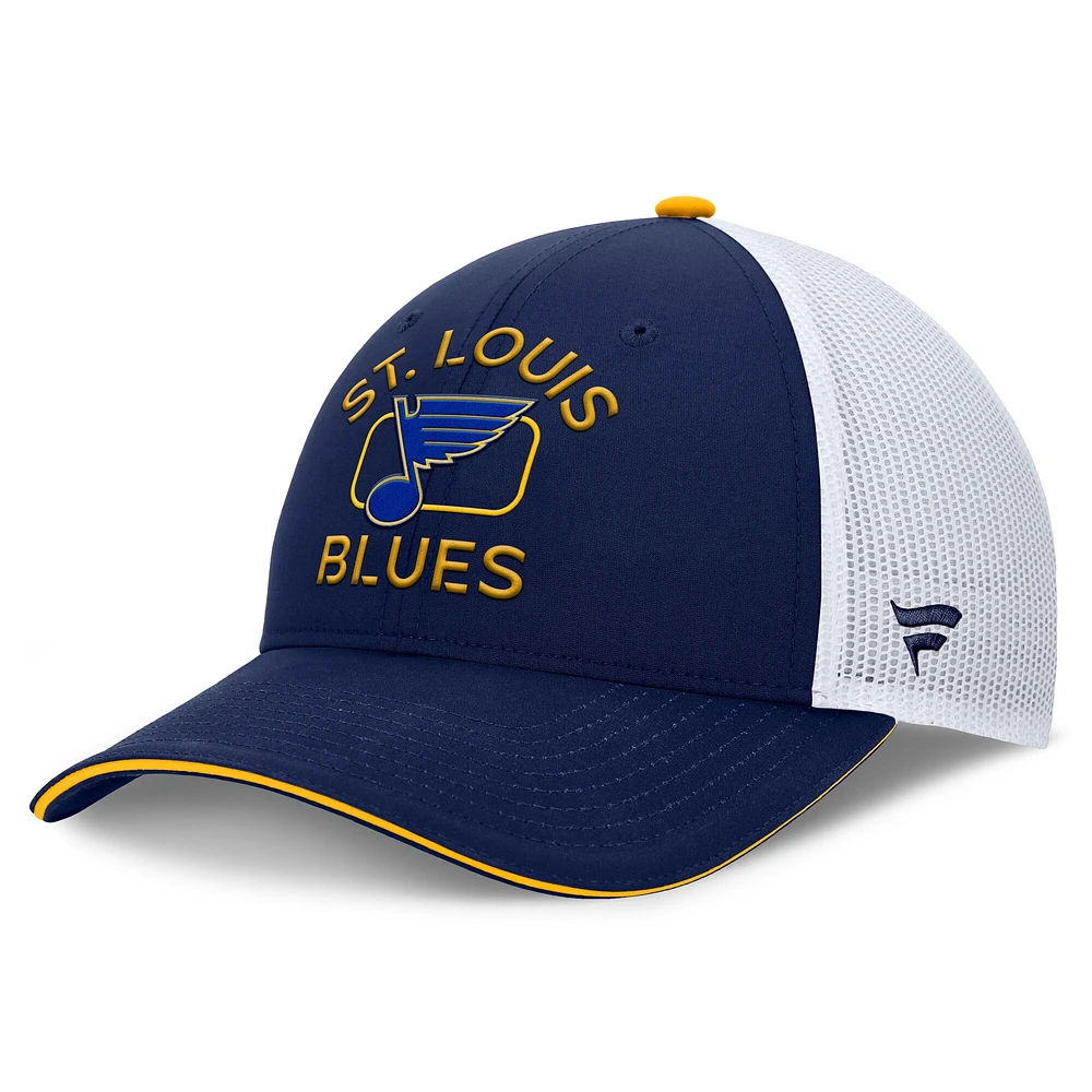 Casquette de camionneur authentique Pro Rink des Blues de St. Louis pour hommes Fanatics bleu marine/blanc