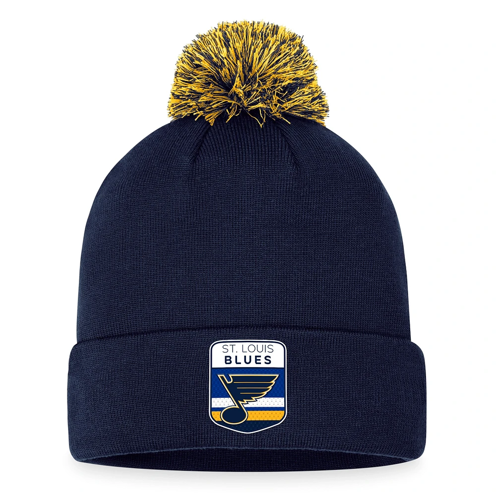 Men's Fanatics  Navy St. Louis Blues 2023 NHL Draft Cuffed Knit Hat with Pom