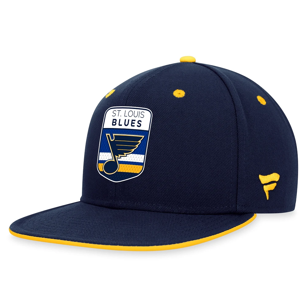 Casquette Snapback de repêchage de la LNH 2023 de la LNH Fanatics pour hommes, bleu marine, St. Louis Blues