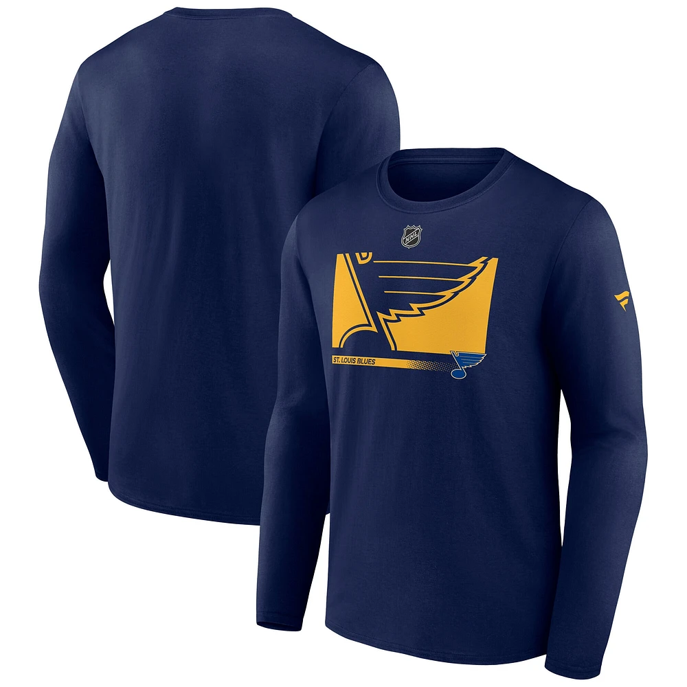 Men's Fanatics Navy St. Louis Blues Authentic Pro Core Collection Secondary Long Sleeve T-Shirt