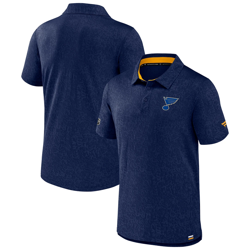 Polo Fanatics Navy St. Louis Blues Authentic Pro Jacquard pour hommes