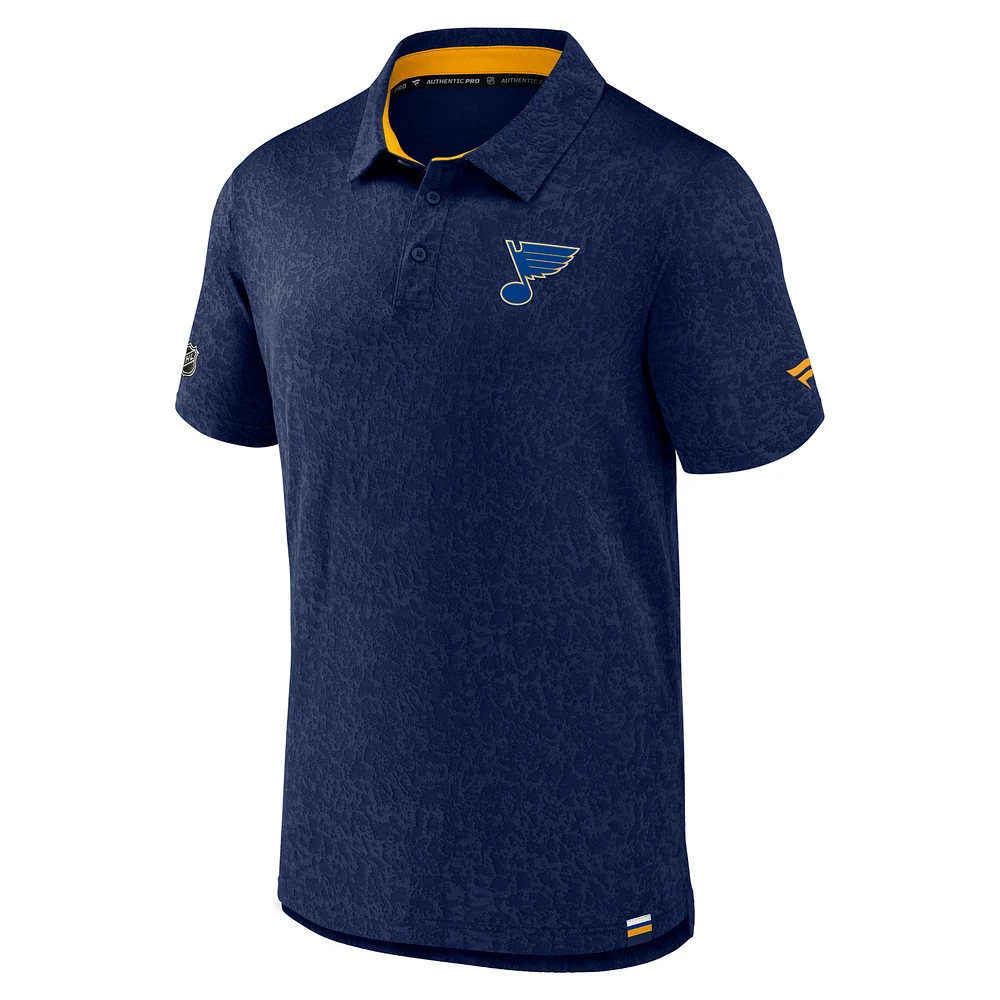 Men's Fanatics  Navy St. Louis Blues Authentic Pro Jacquard Polo