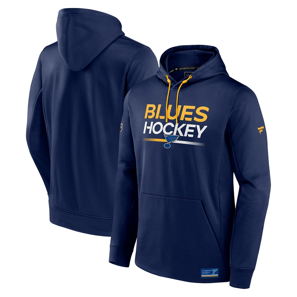 Sweat à capuche Fanatics Navy St. Louis Blues Authentic Pro pour hommes