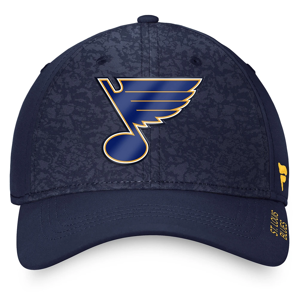 Casquette Fanatics Authentic Pro Rink Flex bleu marine pour homme des Blues de St. Louis