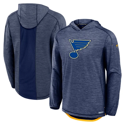 Sweat à capuche léger pour homme Fanatics Blues de St. Louis Authentic Pro Rink bleu marine