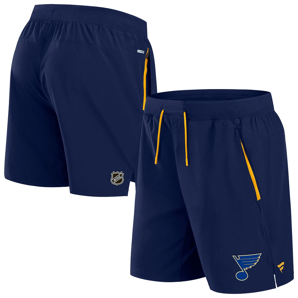 Short de performance authentique Pro Rink bleu marine pour homme la marque Fanatics des Blues St. Louis