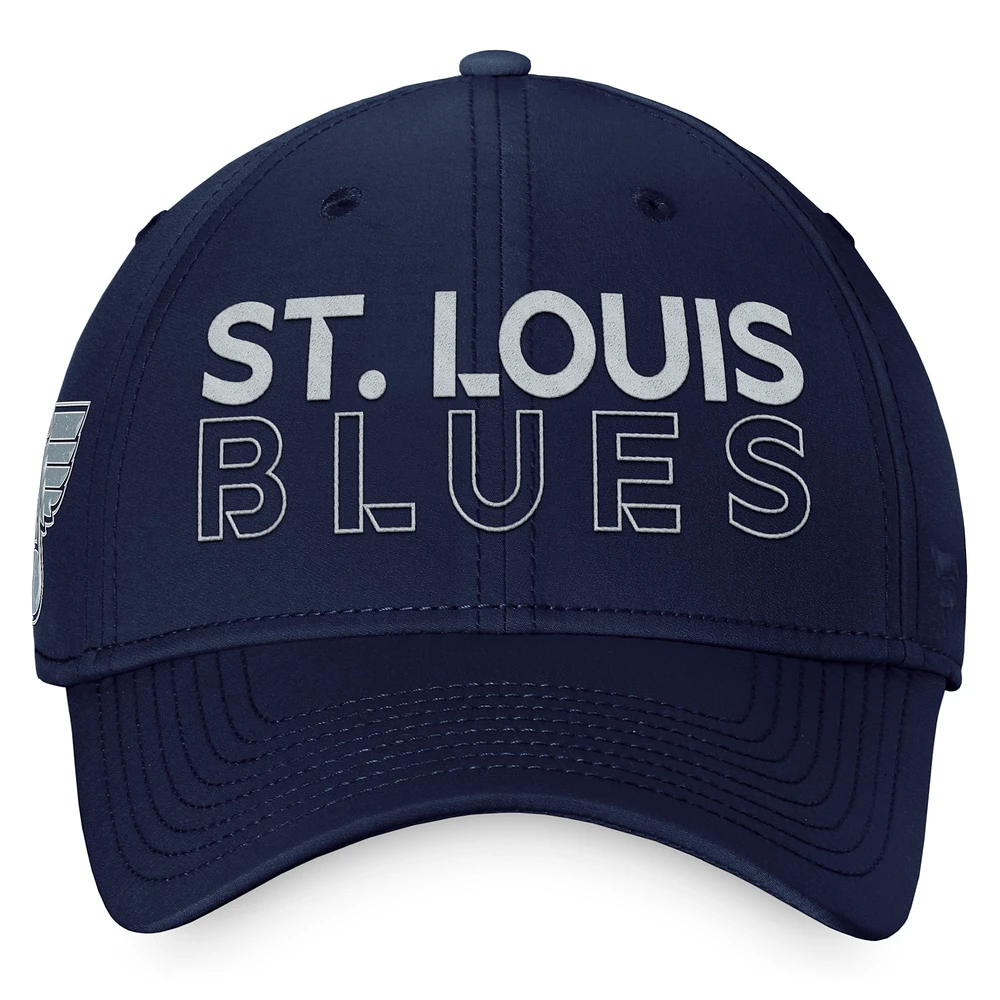 Casquette Fanatics Navy St. Louis Blues Authentic Pro Road Flex pour hommes