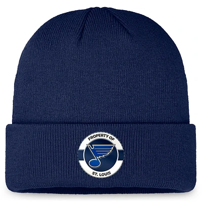 Bonnet en tricot à revers Authentic Pro Training Camp Fanatics Navy St. Louis Blues pour hommes