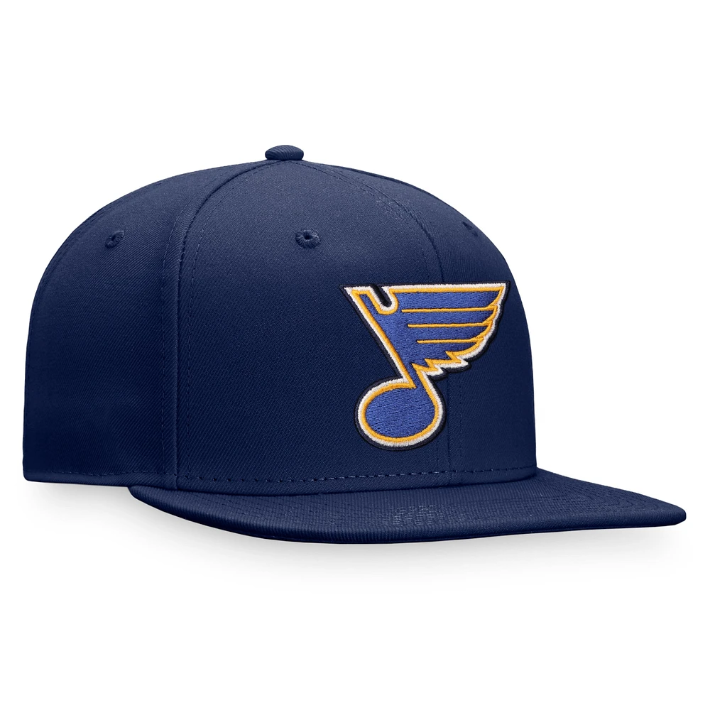 Casquette Snapback avec logo principal Fanatics pour homme, bleu marine, des Blues de St. Louis