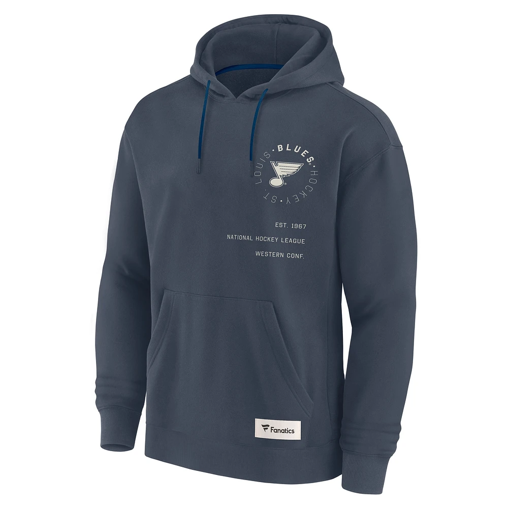 Men's Fanatics Navy St. Louis Blues Future Ground Info Pullover Hoodie