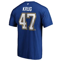 Fanatics pour hommes Torey Krug bleu St. Louis Blues Authentic Stack Name & Number T-shirt