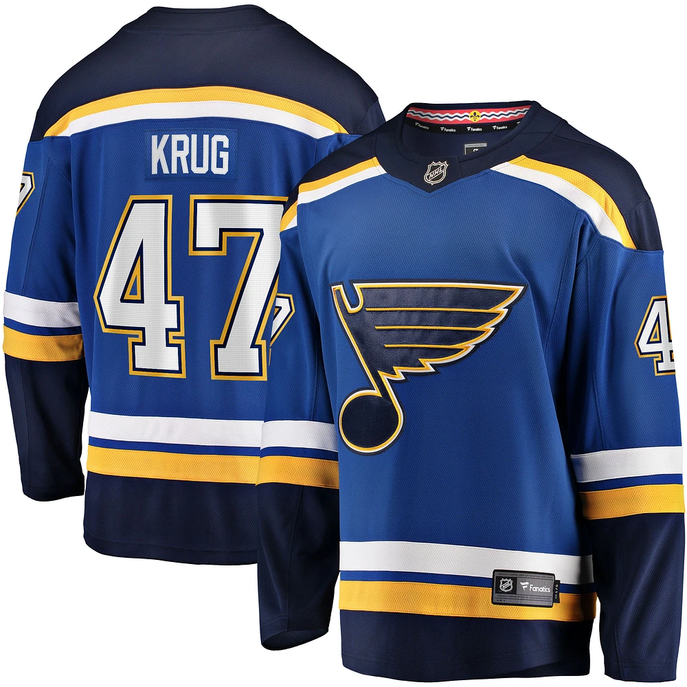 Maillot Fanatics Torey Krug pour hommes, bleu, St. Louis Blues Home Breakaway