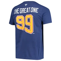 Men's Fanatics Wayne Gretzky Blue St. Louis Blues Authentic Stack Retired Player Nickname & Number T-Shirt