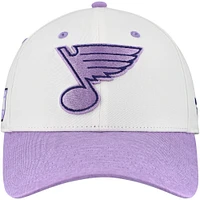 Casquette ajustable pour homme Fanatics St. Louis Blues Authentic Pro Hockey Fights Cancer blanche/lavande