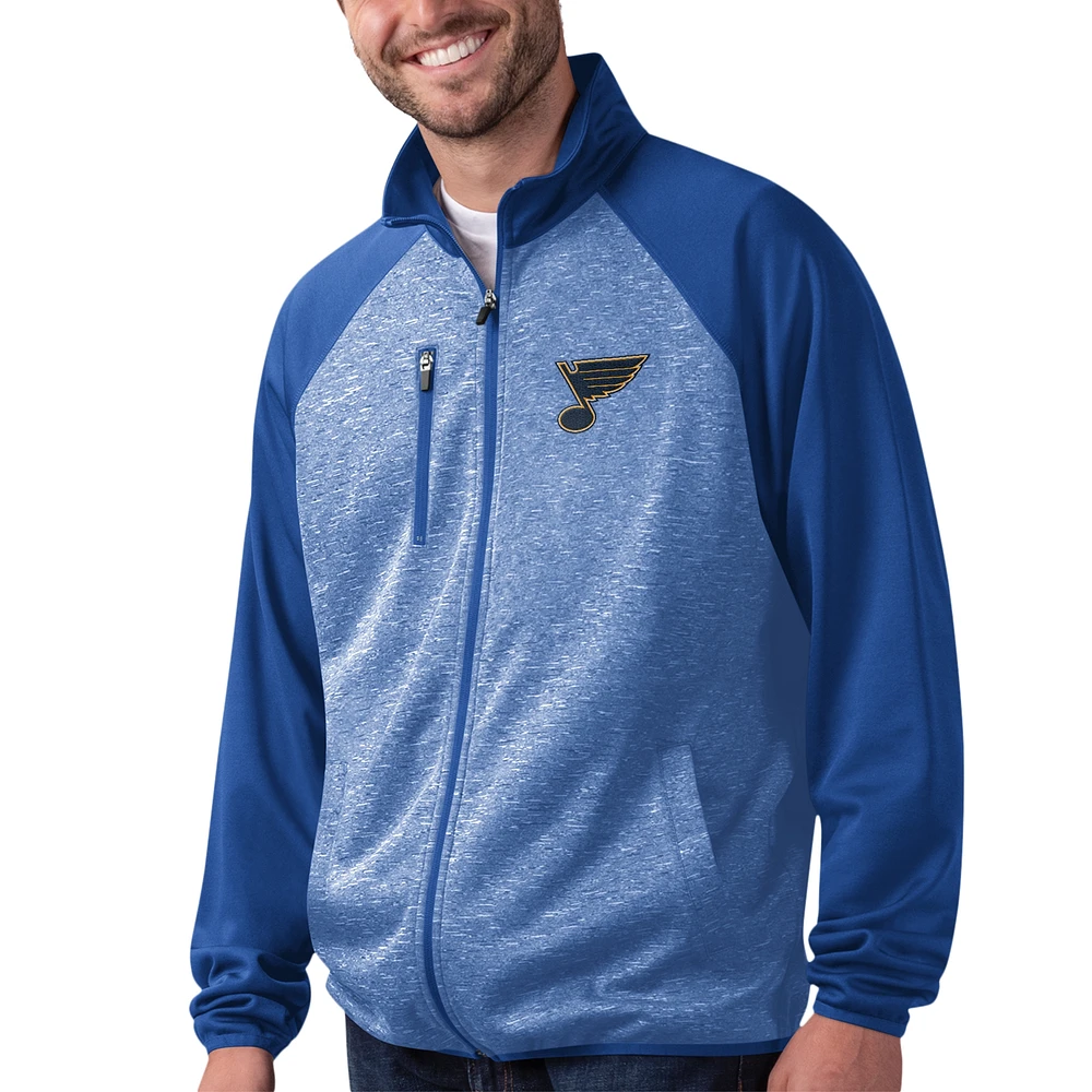 Men's G-III Sports by Carl Banks Blue St. Louis Blues Runners Raglan Full-Zip Track Jacket