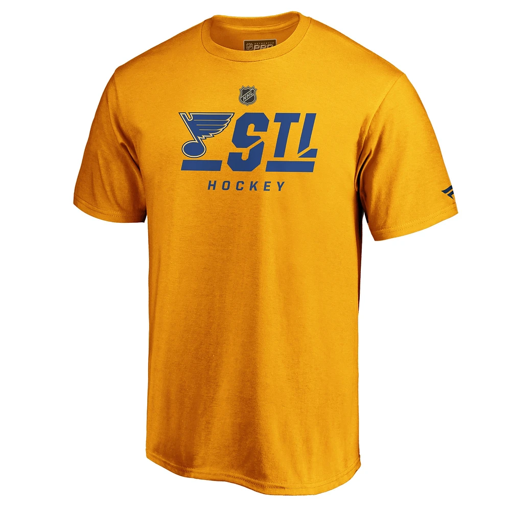 Men's Gold St. Louis Blues Authentic Pro Core Secondary Logo T-Shirt