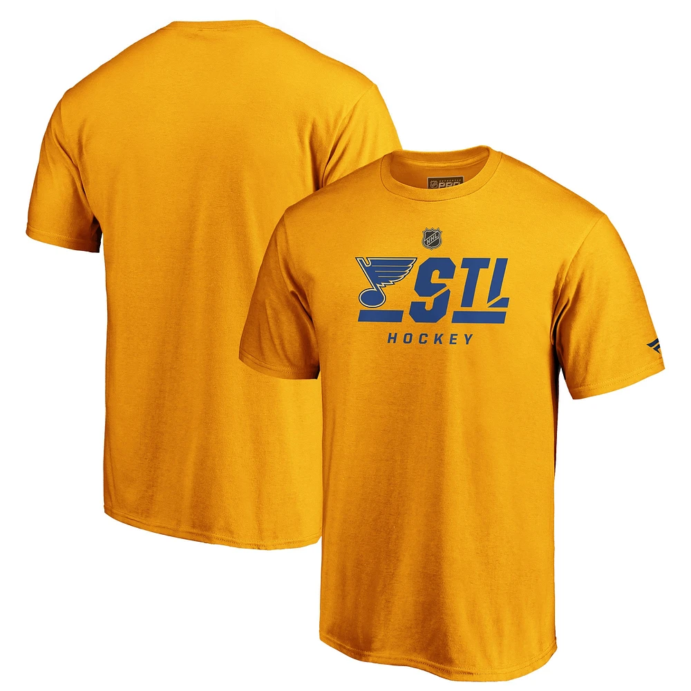 Men's Gold St. Louis Blues Authentic Pro Core Secondary Logo T-Shirt