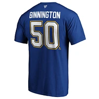 Men's Jordan Binnington Blue St. Louis Blues Team Authentic Stack Name & Number T-Shirt