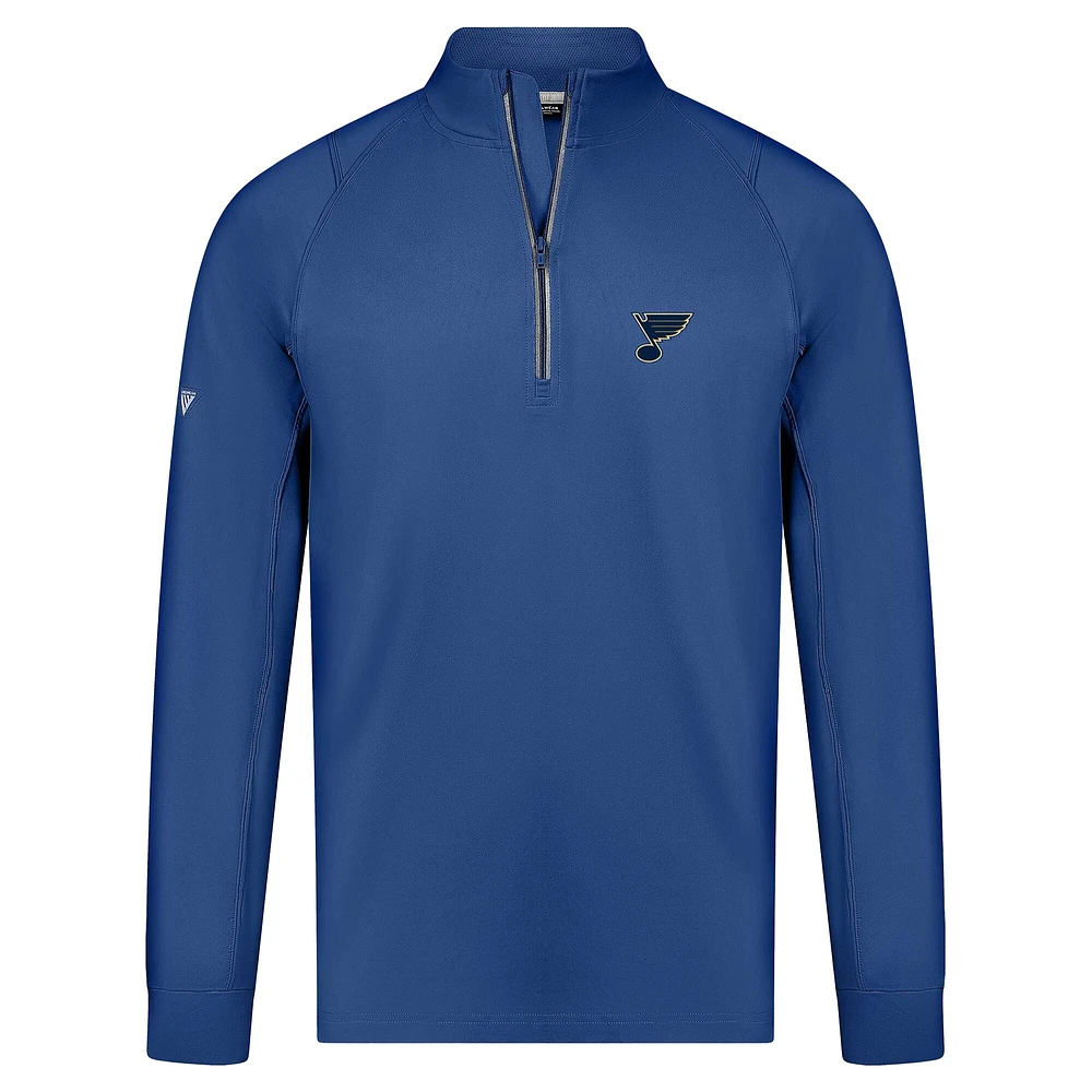 Men's Levelwear Blue St. Louis Blues Theory Insignia Core Raglan Quarter-Zip Pullover Top