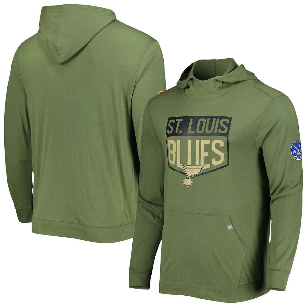 Men's Levelwear Olive St. Louis Blues Thrive Tri-Blend Pullover Hoodie